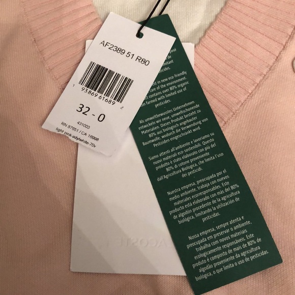 BNWT Lacoste Baby Pink V Neck Sweater - Picture 4 of 10
